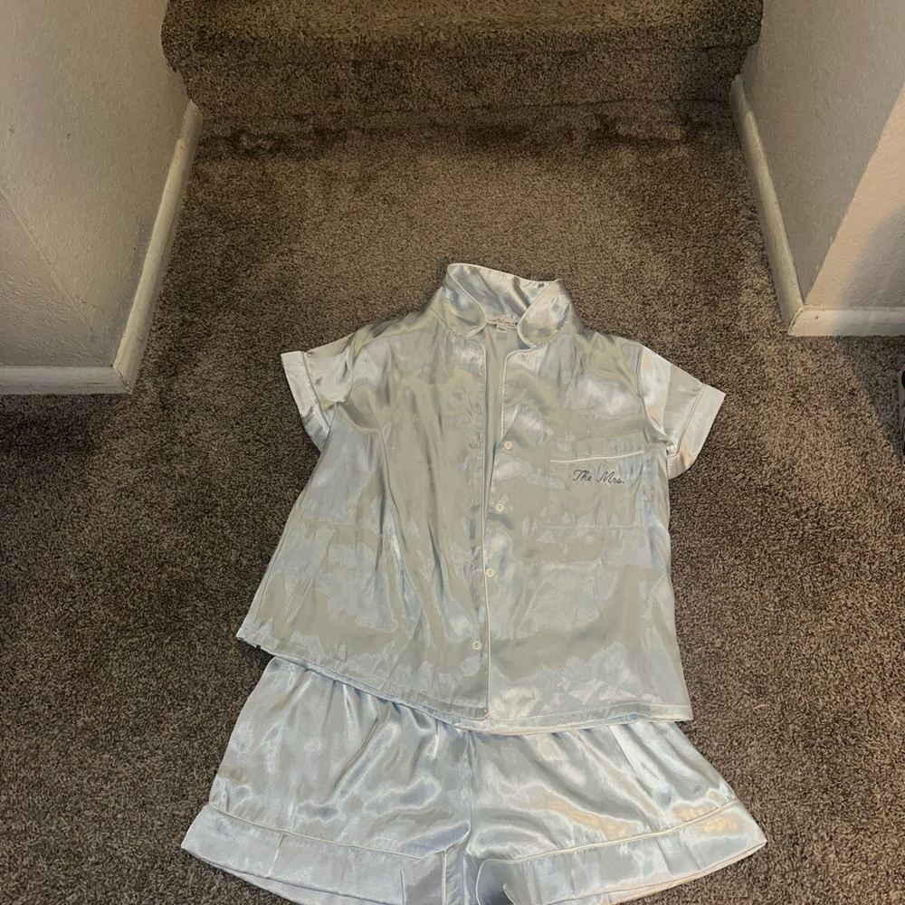 Women's Silver Satin Pajama Set